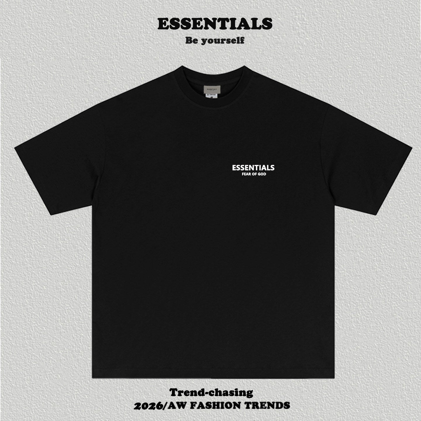 Essentials Front Small Logo Back Eyes Art Print Heavyweight Cotton Boxy Streetwear Tee
