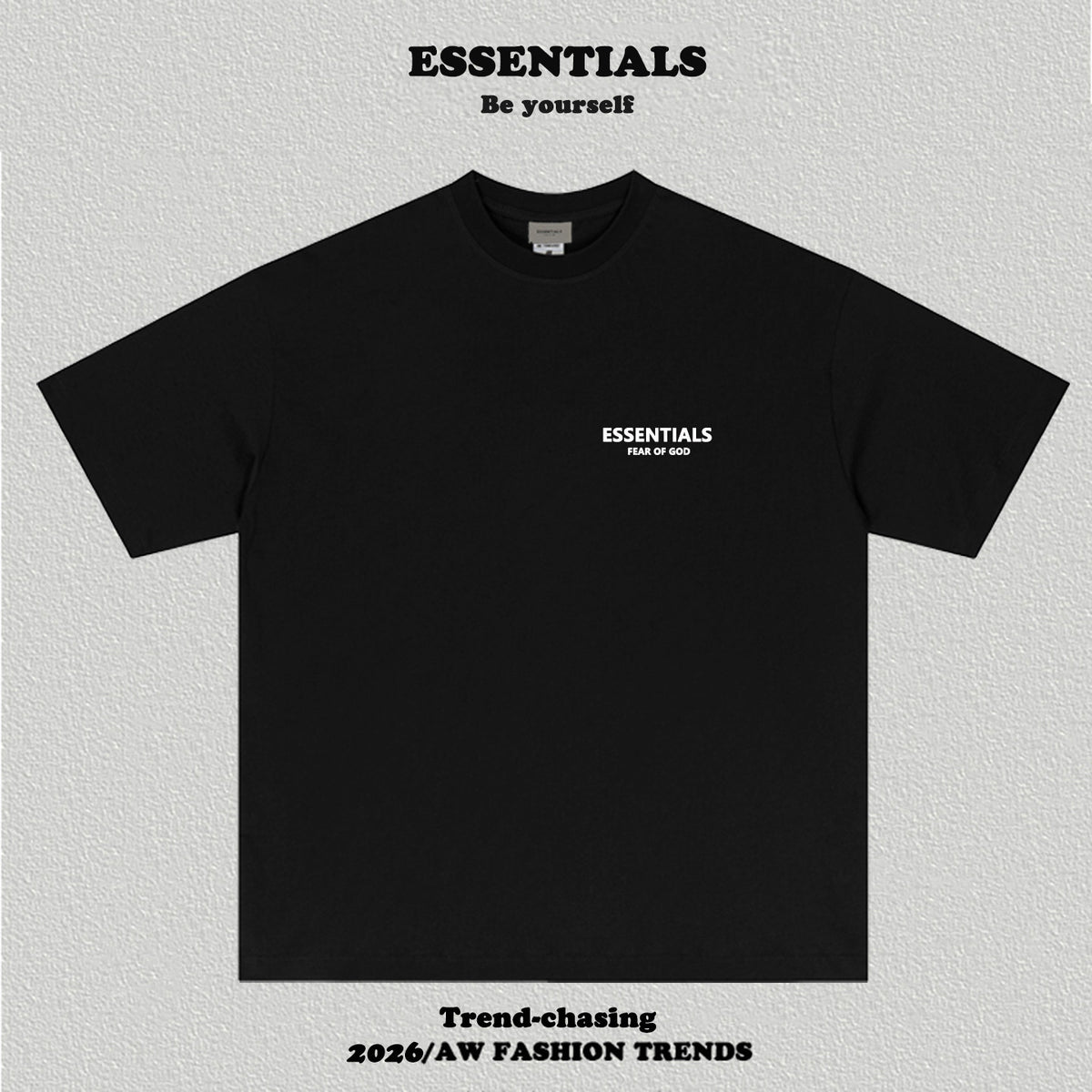Essentials Front Small Logo Back Eyes Art Print Heavyweight Cotton Boxy Streetwear Tee