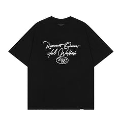 Represent Classic ROC Handwritten Signature Letter Print Minimalist Streetwear Short Sleeve Boxy Fit Casual Top