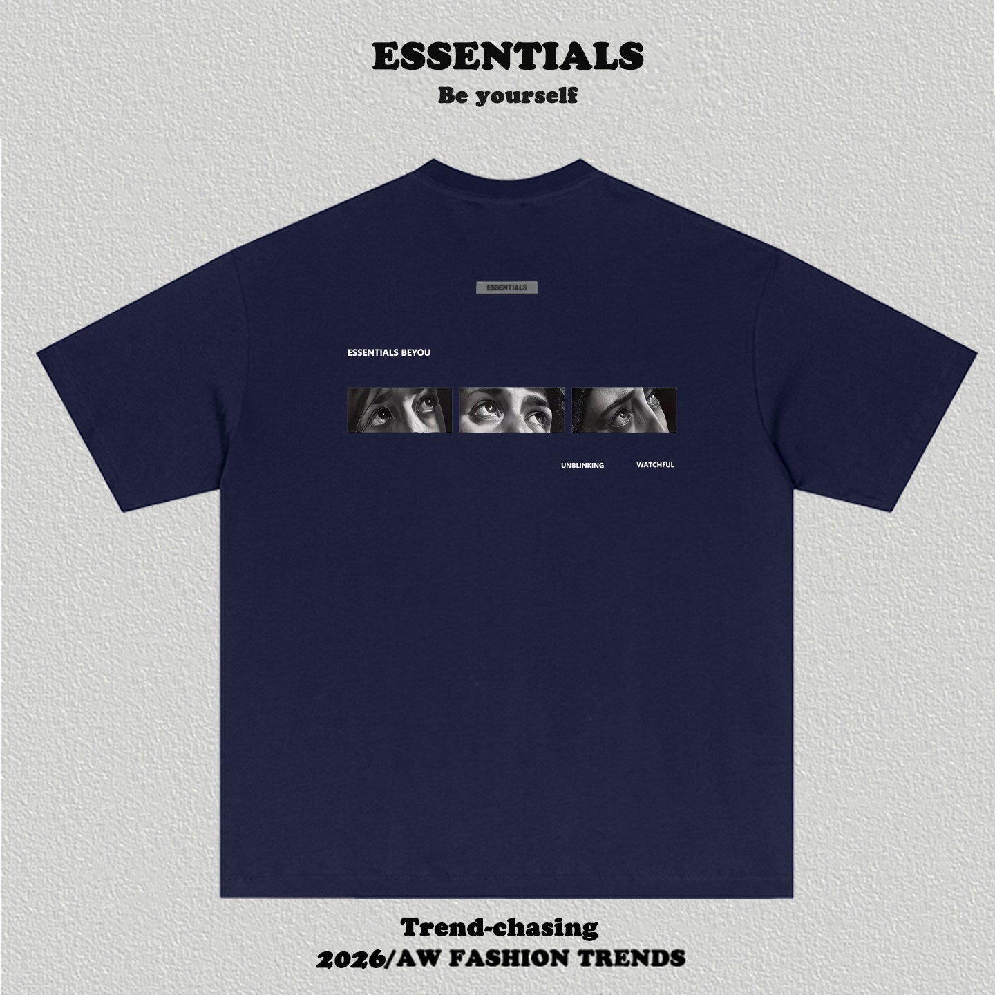 Essentials Front Small Logo Back Eyes Art Print Heavyweight Cotton Boxy Streetwear Tee
