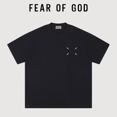 Essentials Minimal Cross Graphic Heavyweight Cotton T‑Shirt Boxy Loose Fit Men Tee