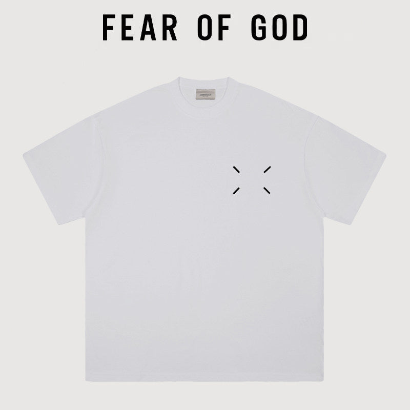 Essentials Minimal Cross Graphic Heavyweight Cotton T‑Shirt Boxy Loose Fit Men Tee