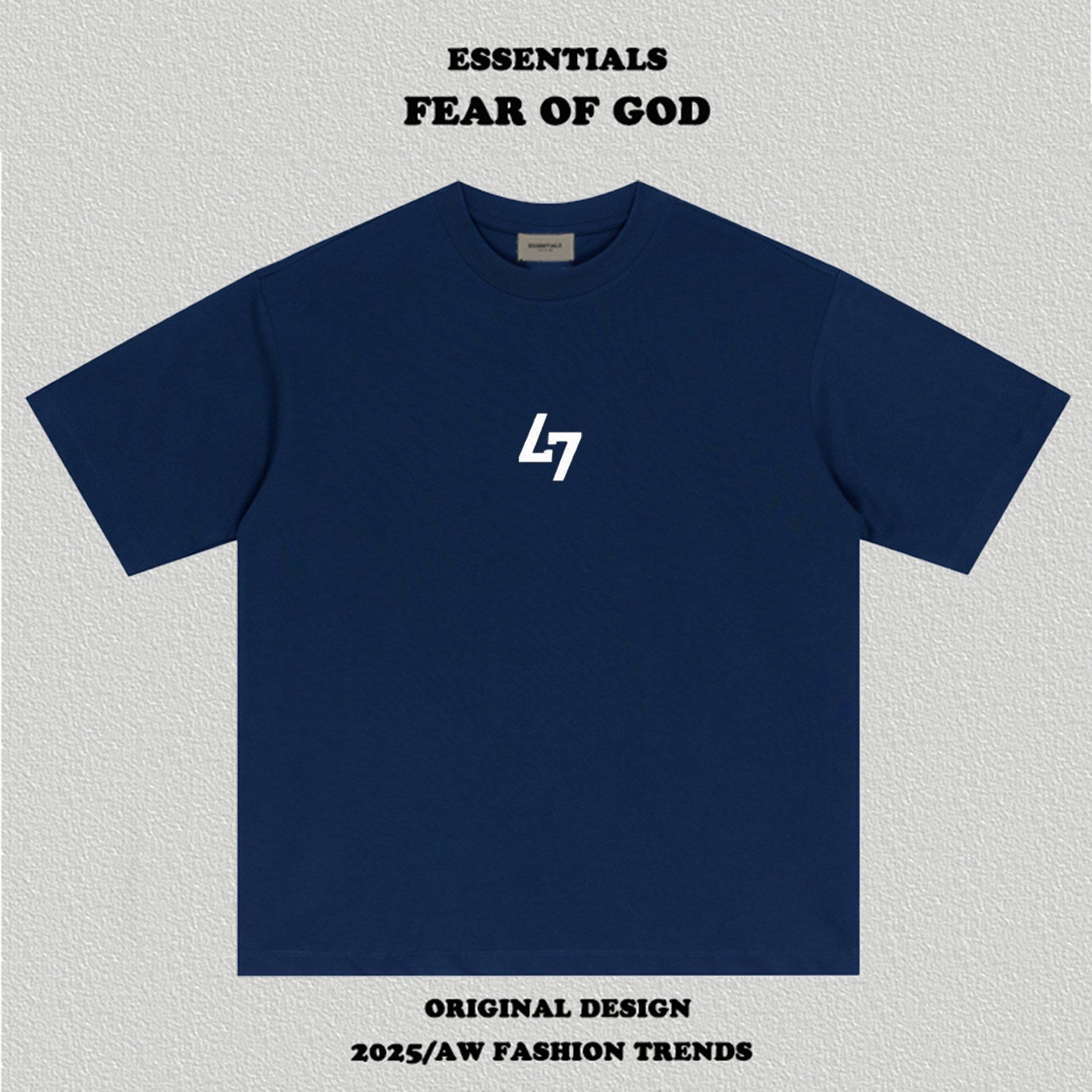 Essentials L7 Chest Graphic Boxy Fit Tee Back Neck Woven Label Streetwear T‑Shirt