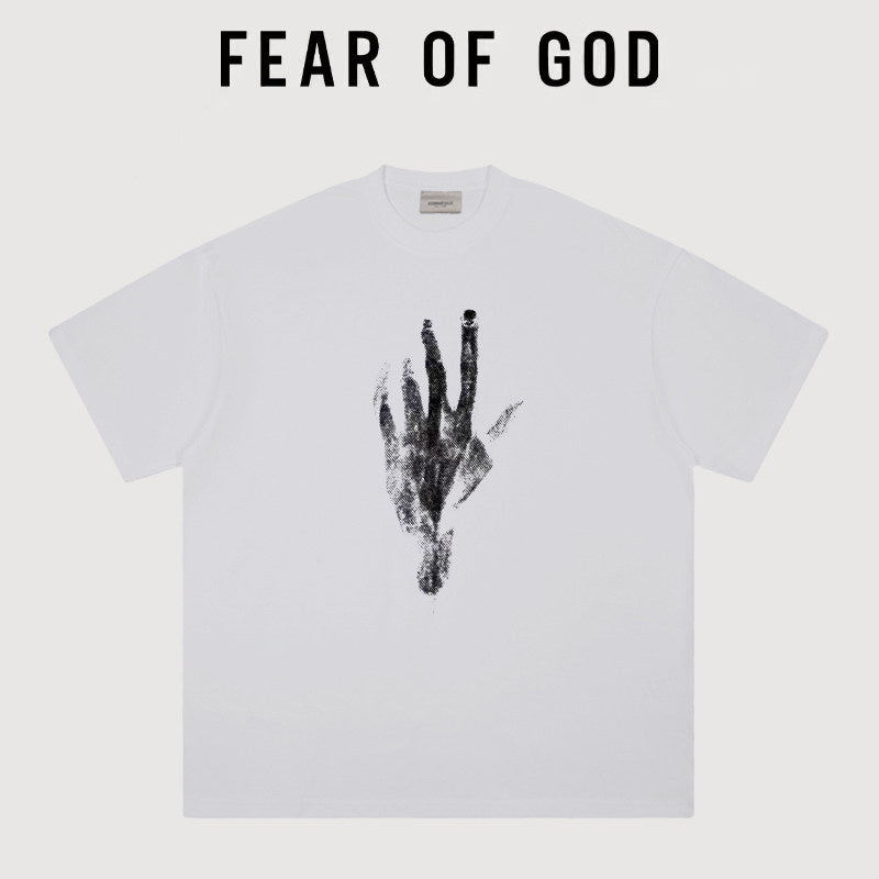 Essentials Vintage Hand Print Oversized Boxy Fit Short Sleeve T‑Shirt