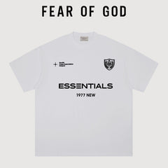 Essentials 1977 Shield Badge Multi‑Print Boxy Fit Heavy Cotton Streetwear Tee