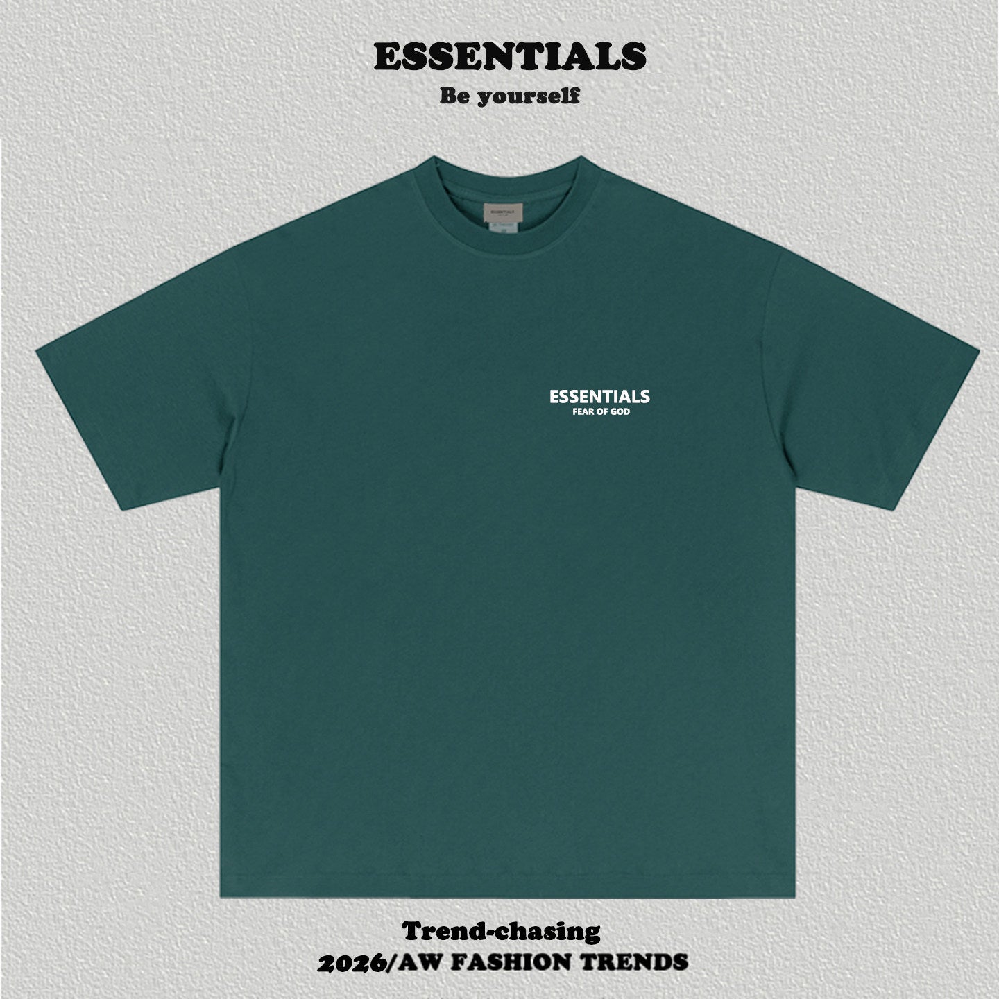 Essentials Front Small Logo Back Eyes Art Print Heavyweight Cotton Boxy Streetwear Tee