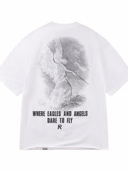 Represent Retro Sketch Angel Graphic Letter Logo Washed Streetwear Short Sleeve Tee