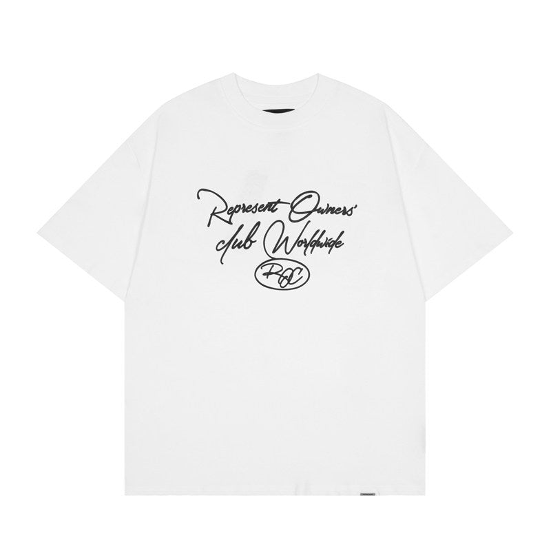 Represent Classic ROC Handwritten Signature Letter Print Minimalist Streetwear Short Sleeve Boxy Fit Casual Top