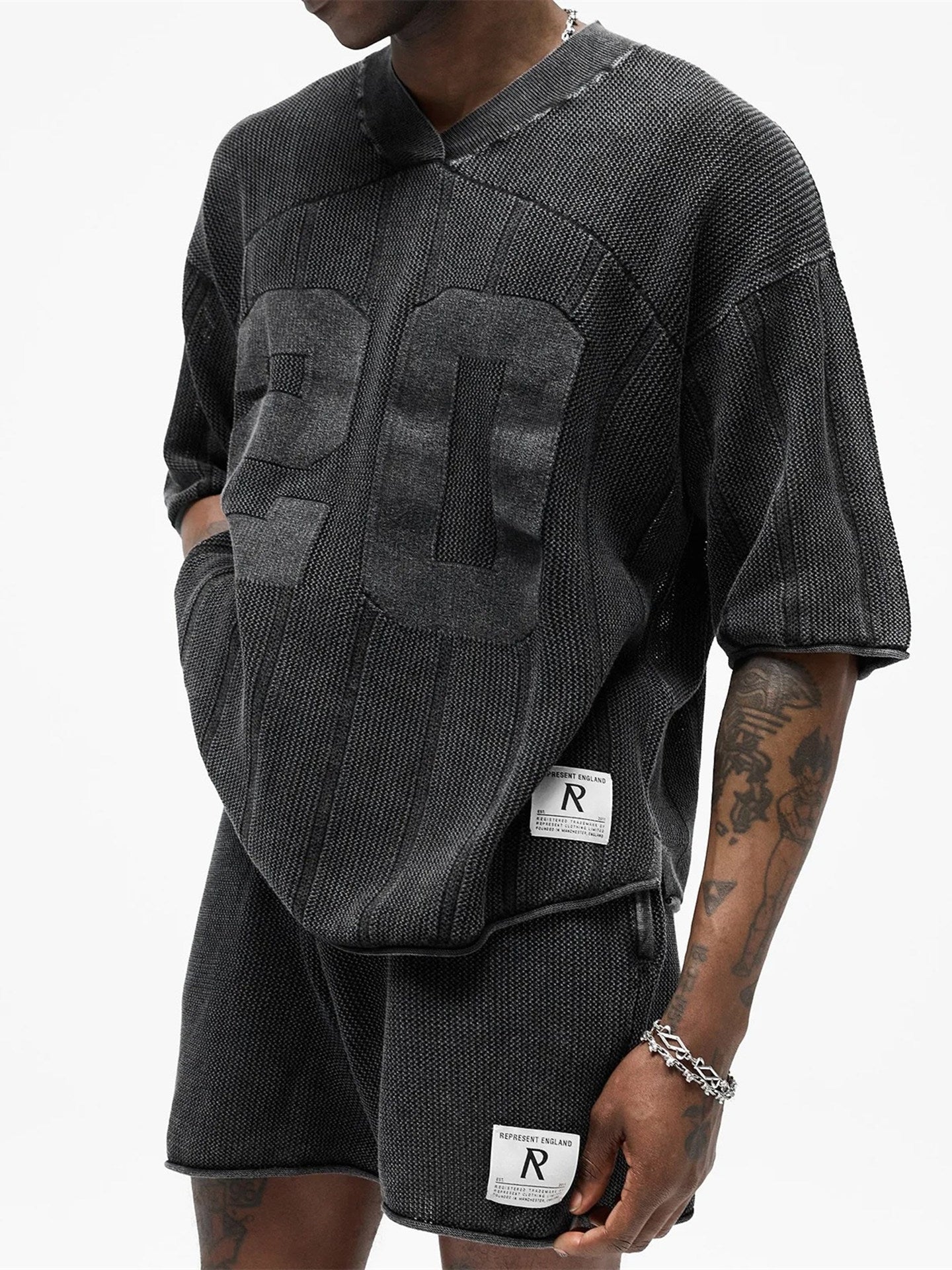 Represent Buster Vintage Rugby Washed Heavy Mesh Sweat Shorts Stone Wash Breathable Loose Athletic Casual Summer Streetwear Shorts