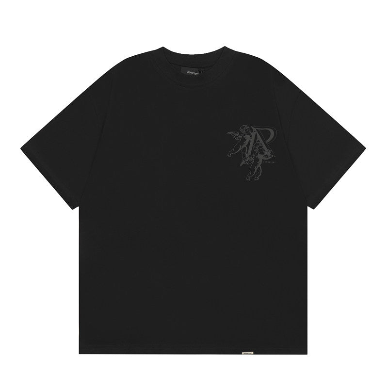 Represent Double Angel Cherub R Logo Double-Sided Print Oversized T-Shirt Unisex Heavy Cotton Black White Vintage Streetwear Tee