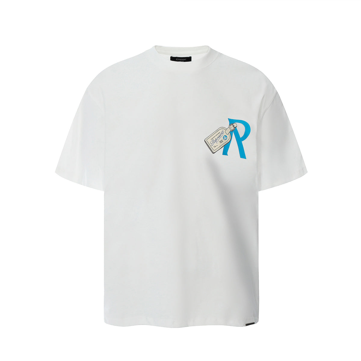 Represent Luggage Tag Graphic Double‑Sided Print Oversized Heavy Cotton Crew Neck T‑Shirt Unisex Streetwear Tee Black & Off‑White Two Colors
