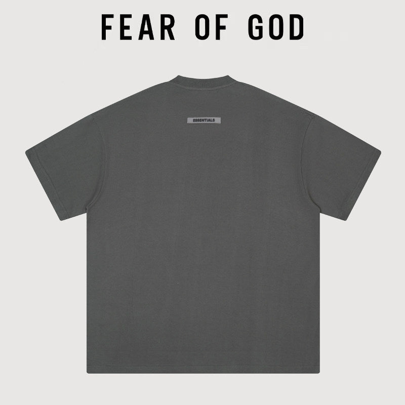 Essentials 1977 Logo Heavyweight Cotton T‑Shirt Loose Boxy Fit Men Casual Tee