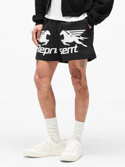 Represent Buster Pegasus Winged Horse Print Mesh Breathable Athletic Shorts Loose High Street Summer Casual Drawstring Sport Shorts for Men