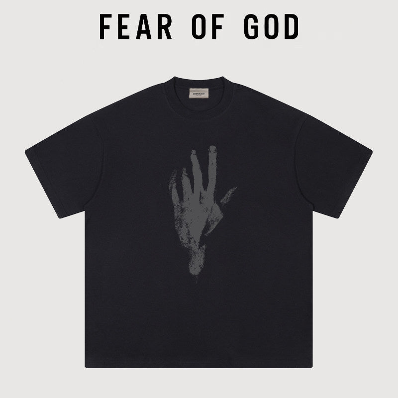 Essentials Vintage Hand Print Oversized Boxy Fit Short Sleeve T‑Shirt