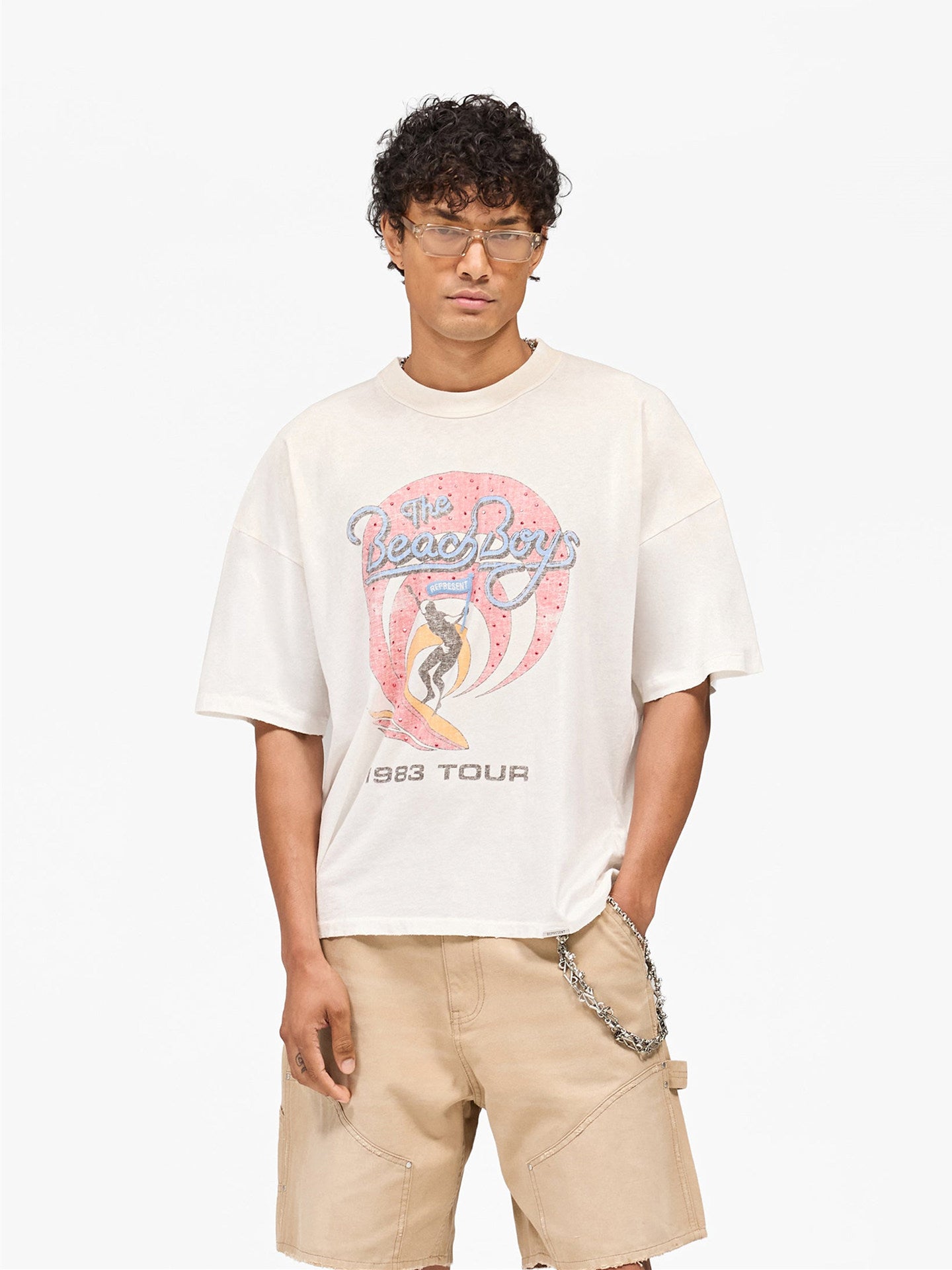 Represent Retro Surf Band Distressed Graphic Short Sleeve T-Shirt
