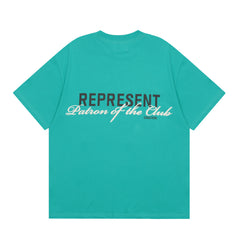Represent Patron of the Club Chest Dual‑Logo Back Mixed‑Font Graphic Boxy Fit Loose Short‑Sleeve Top Men Women Casual Street T‑Shirt