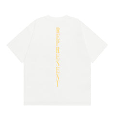 Represent Retro Watercolor Angel Front Print Vertical Gold Letter Back Logo Boxy Fit Loose Short Sleeve Top Men Women Street Fashion