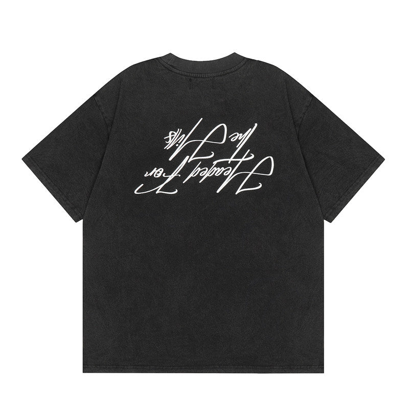 Represent Retro Pigment Washed Crescent Night Scene Graphic Double Sided Streetwear T-Shirt