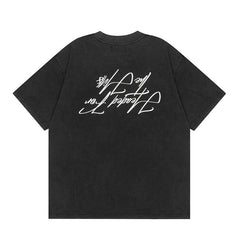Represent Retro Pigment Washed Crescent Night Scene Graphic Double Sided Streetwear T-Shirt