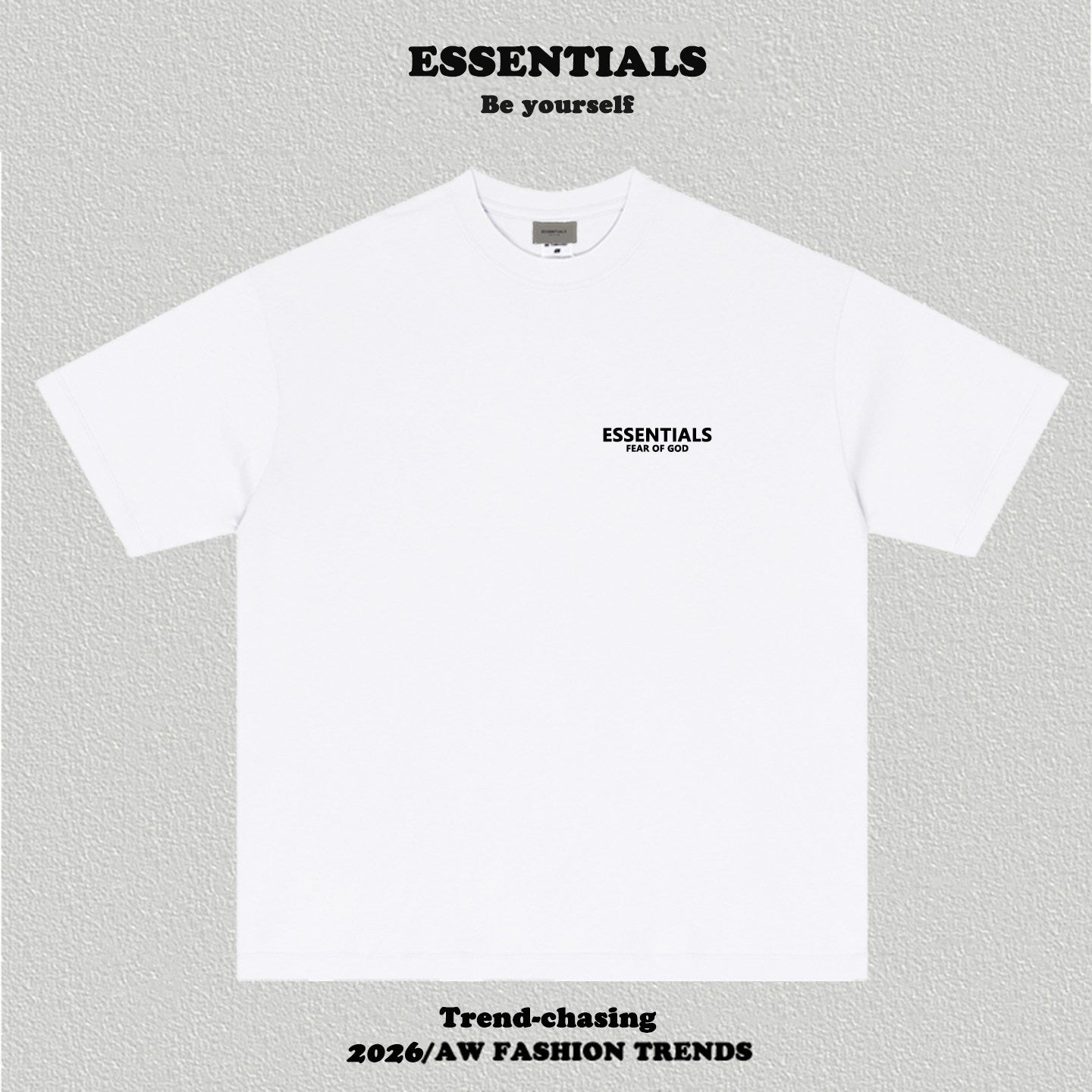 Essentials Front Small Logo Back Eyes Art Print Heavyweight Cotton Boxy Streetwear Tee