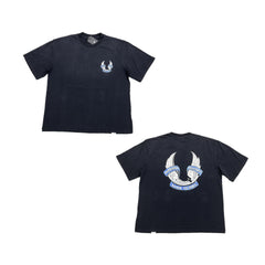 Represent Vintage Washed Black BELSTAFF Eagle Wing Biker Graphic T-Shirt Born To Bike Double Sided Print Heavyweight Oversized British Motorcycle Streetwear Tee